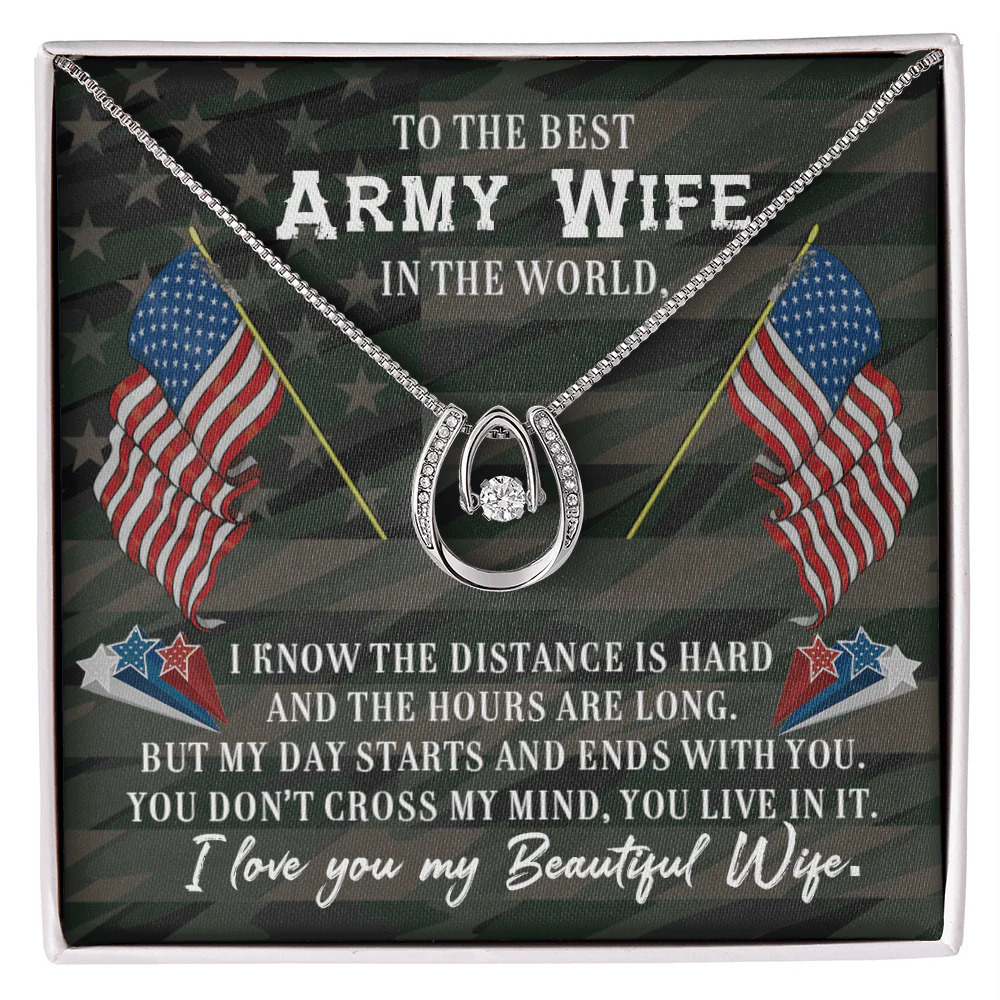 Army Wife with You Lucky Horseshoe Necklace Standard Box